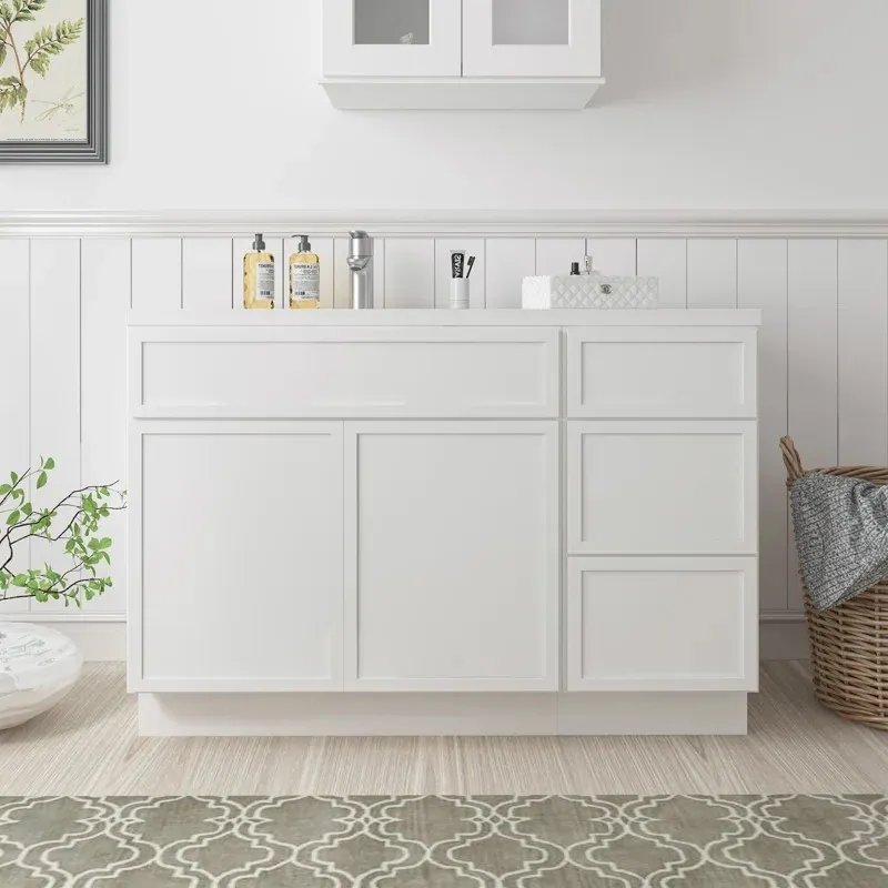 Single Sink White Slim Shaker Bathroom Cabinet