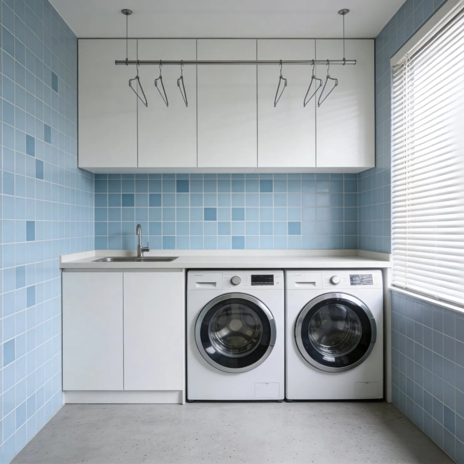 Laundry Cabinet with Matte Finish for Contemporary Utility Room