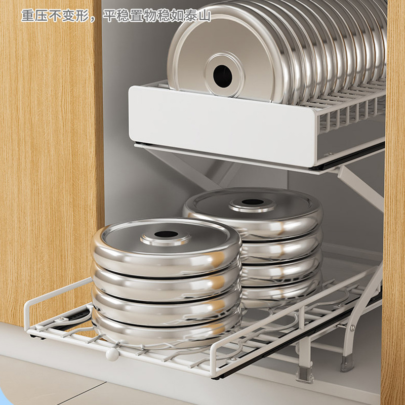 Multi-Layer Under Sink Storage, Slide out Drawer Basket, Drainabler