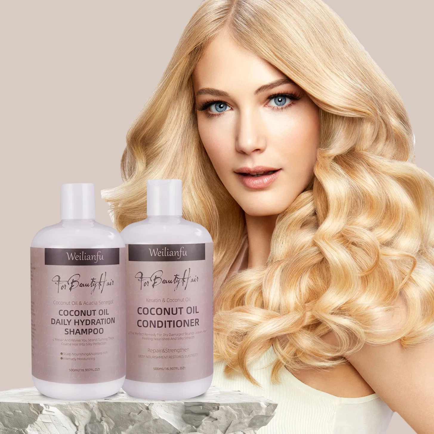 Luxury Coconut Keratin Shampoo &amp; Conditioner Kit - Color-Safe Heat Protection &amp; Split Ends Repair