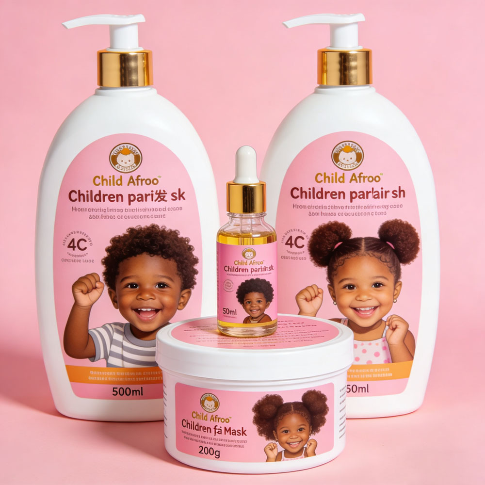 Kids Curly Hair Growth Set Rosemary Oil Shampoo Conditioner Leave In for Black Children