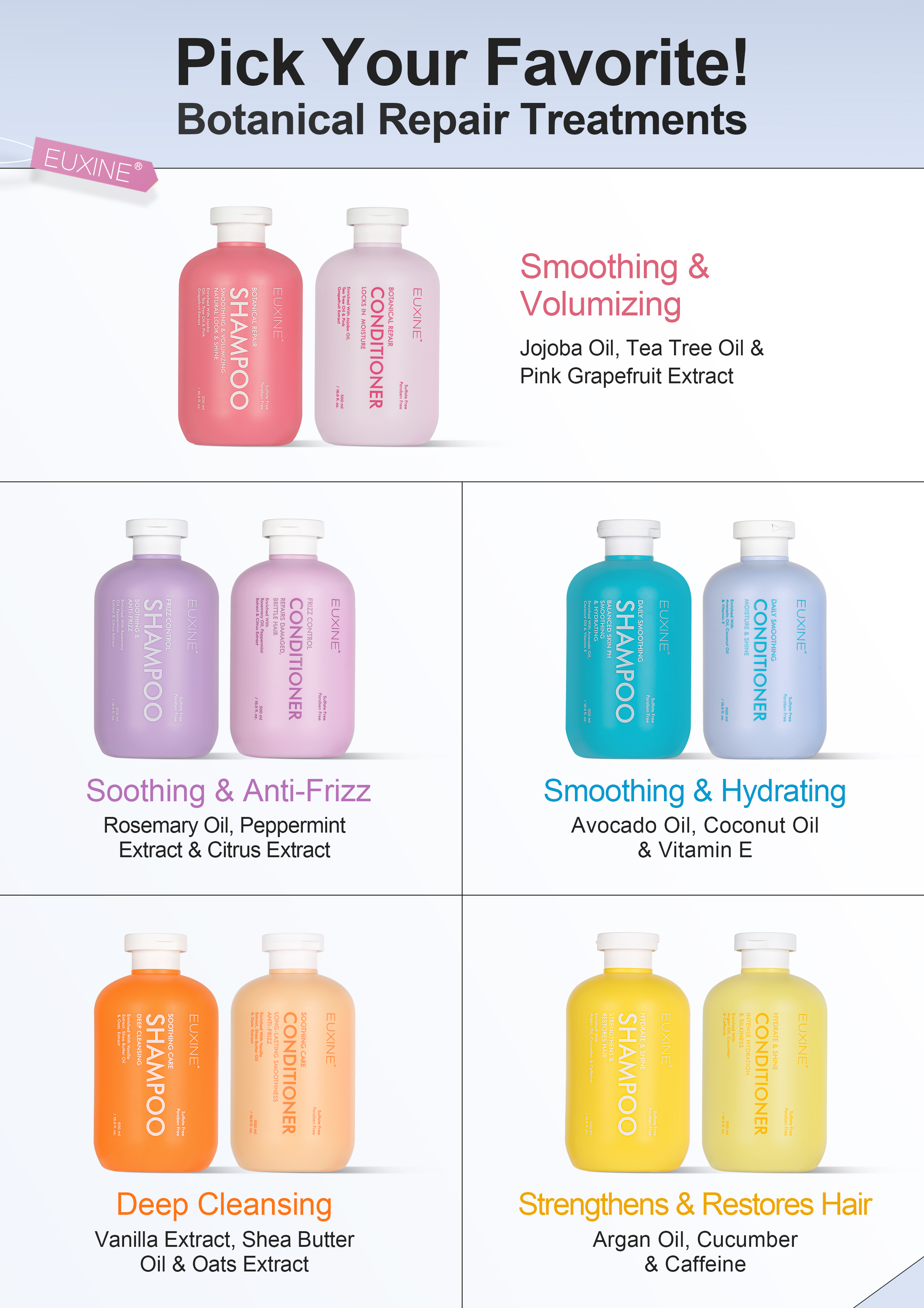OEM ODM Men Women Sulfate Free Repair Dry Damaged Moisturizing Shampoo and Conditioner for All Hair Types