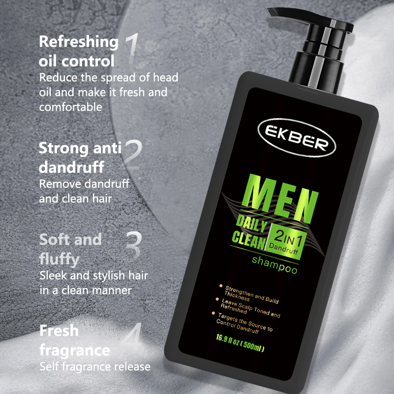 Customize Logo Sulfate Free Scalp Balance Care Hair-Loss Prevention Natural Man's 2in1 Anti-Dandruff Shampoo