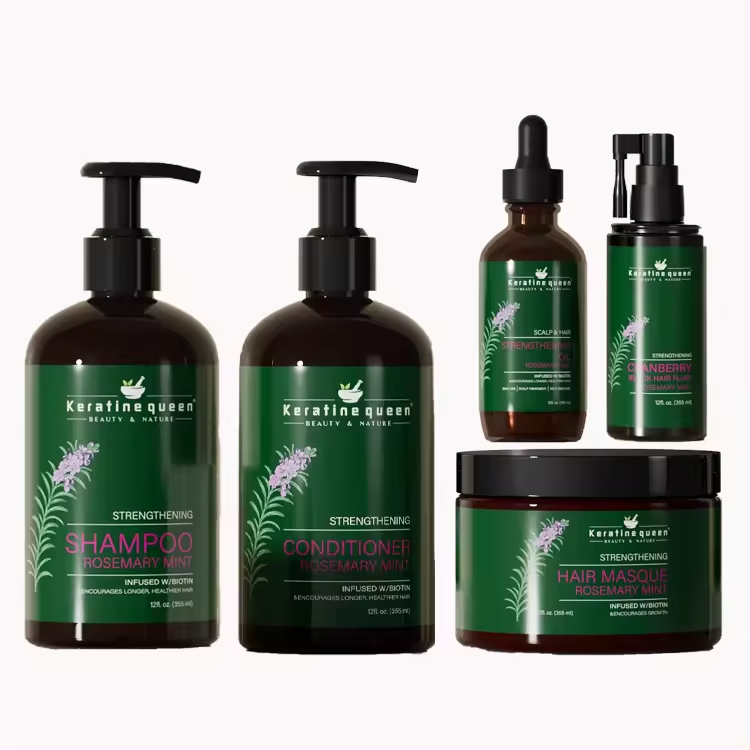 Wholesale Natural Hair Growth Organic Rosemary Mint Hair Shampoo Conditioner Mask and Serum Rosemary Hair Care Set