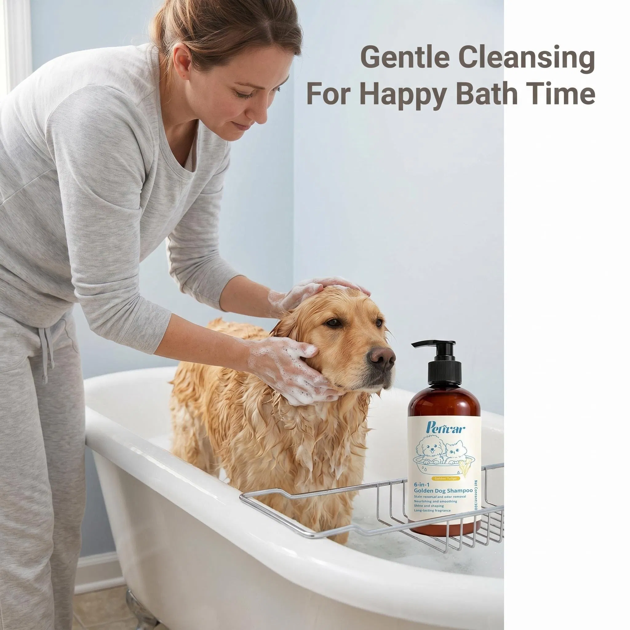 Professional Manufacturer OEM ODM Natural 6-in-1 Dog Shampoo, Sensitive Skin &amp; Gentle Coat Care Formula, Private Label Available