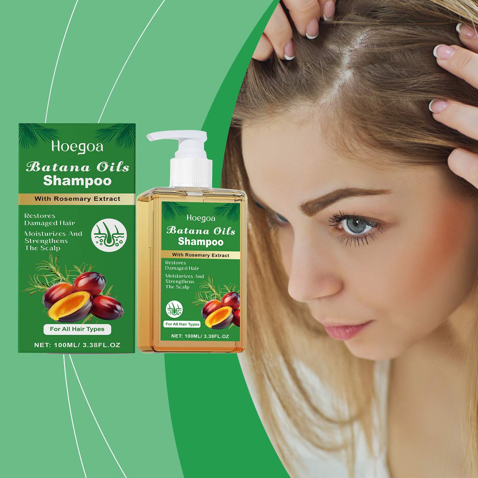 Batana Herbal Oil &amp; Rosemary Shampoo for Damaged Hair-Moisturizes Scalp Strengthens Roots Prevents Hair Loss