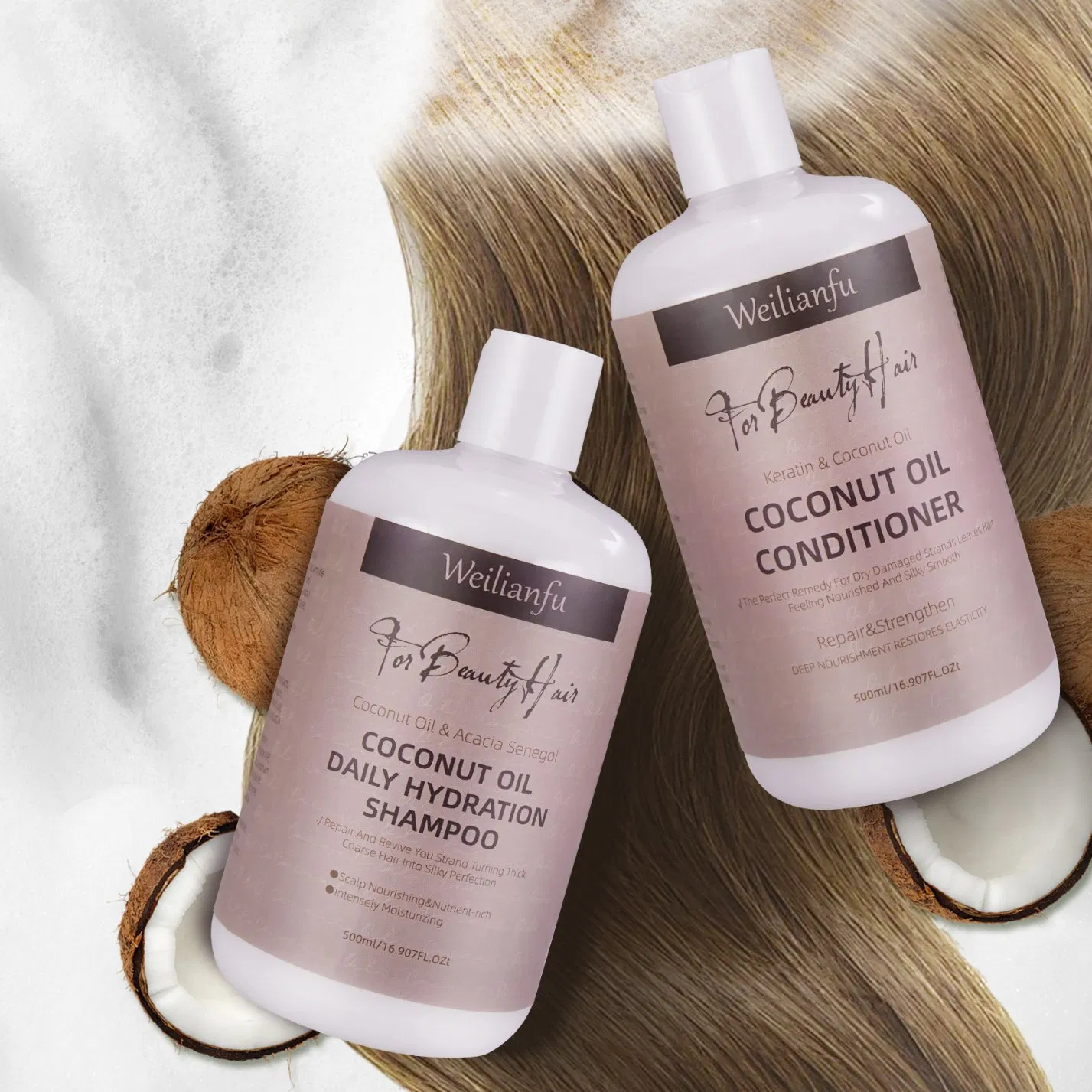 Luxury Coconut Keratin Shampoo &amp; Conditioner Kit - Color-Safe Heat Protection &amp; Split Ends Repair