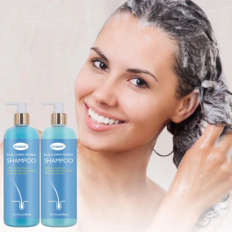 Customize Logo Natural Hair Luxury Blue Copper Peptide Shampoo Hair Care Growth Color Protection Shampoo