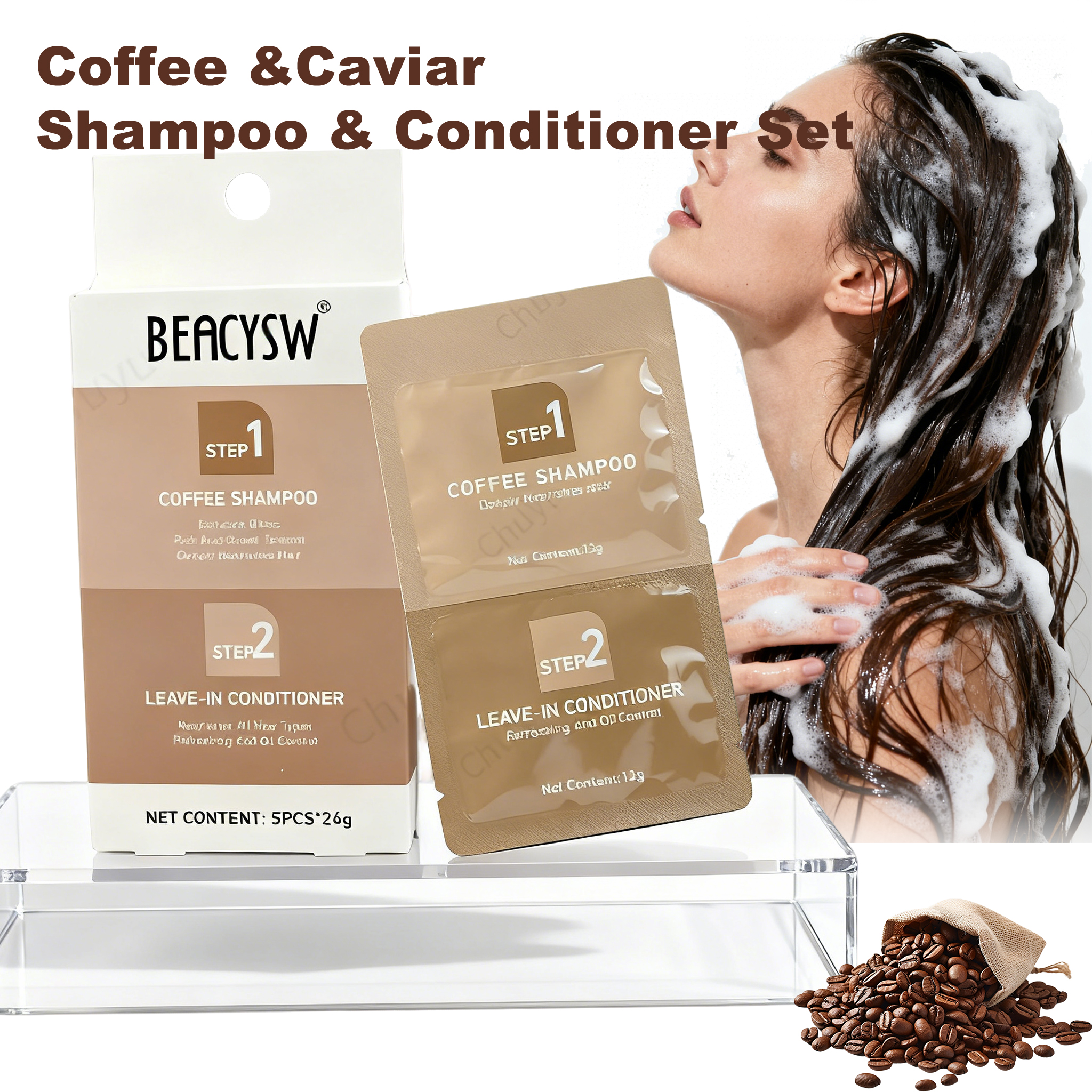 Caffeine &amp; Caviar Hair Thickening Set - Strengthening Shampoo &amp; Conditioner for Damaged Repair, Nourishing Scalp Care, Shine
