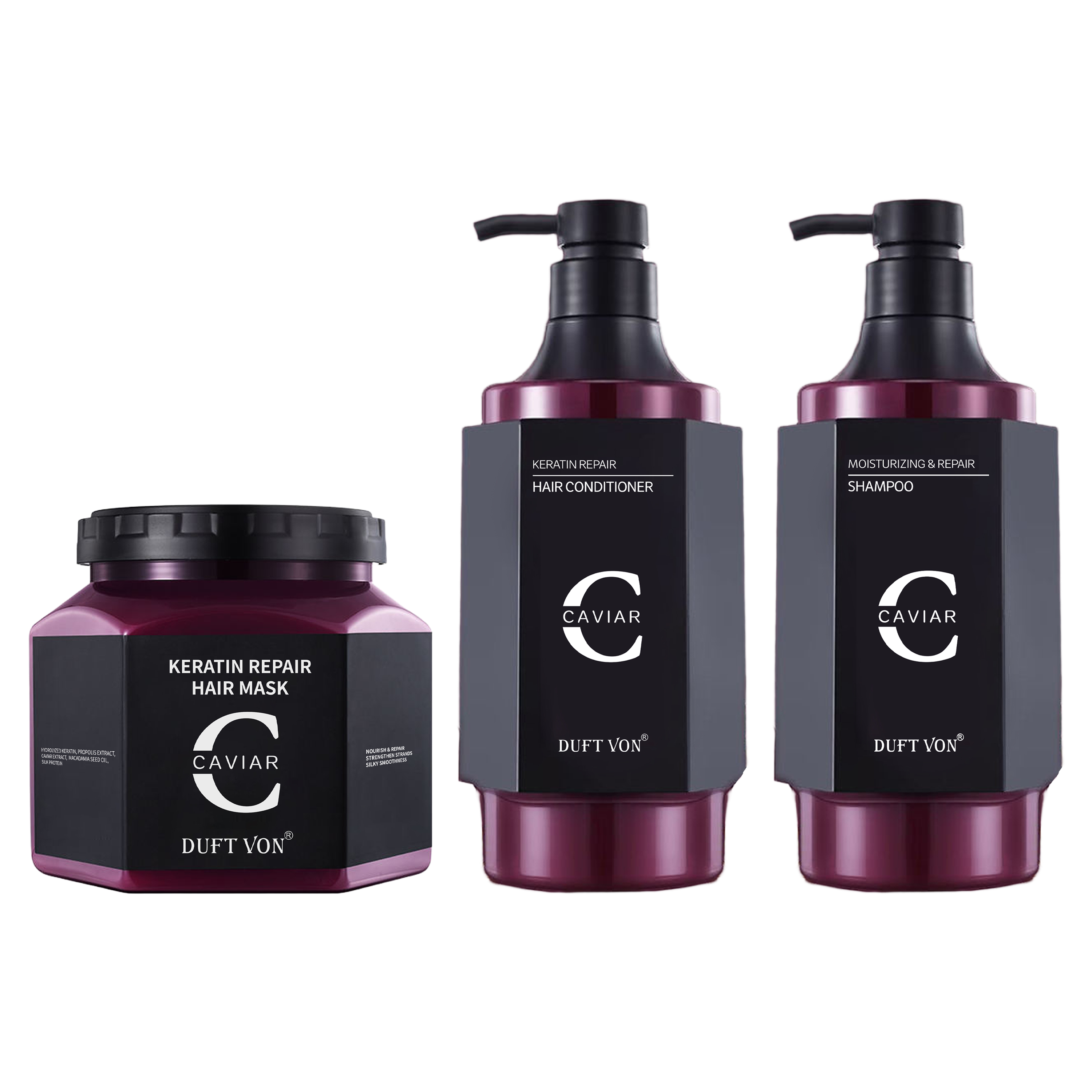 Caviar Honey Hair Care Set Shampoo Conditioner Mask Sulfate-Free Organic Protein Formula Luxury Custom Logo OEM