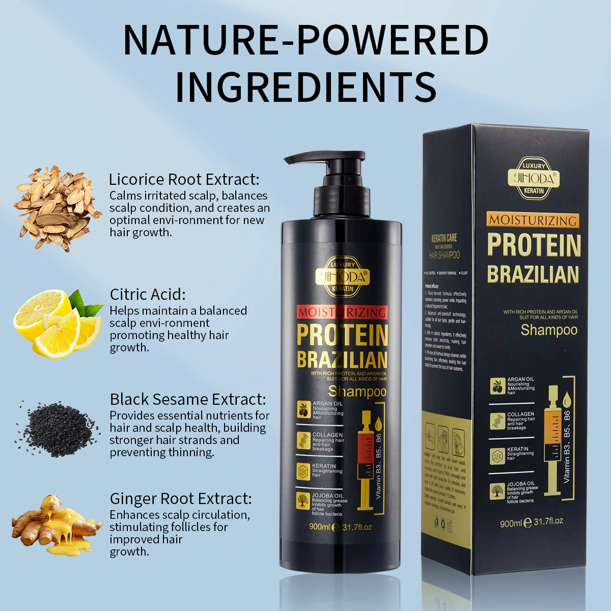 Private Label Organic Keratin Jojoba Oil Anti-Dandruff Shampoo Vegan 2-IN-1 Formula Deep Cleaning Repairing Moisturizing Cream