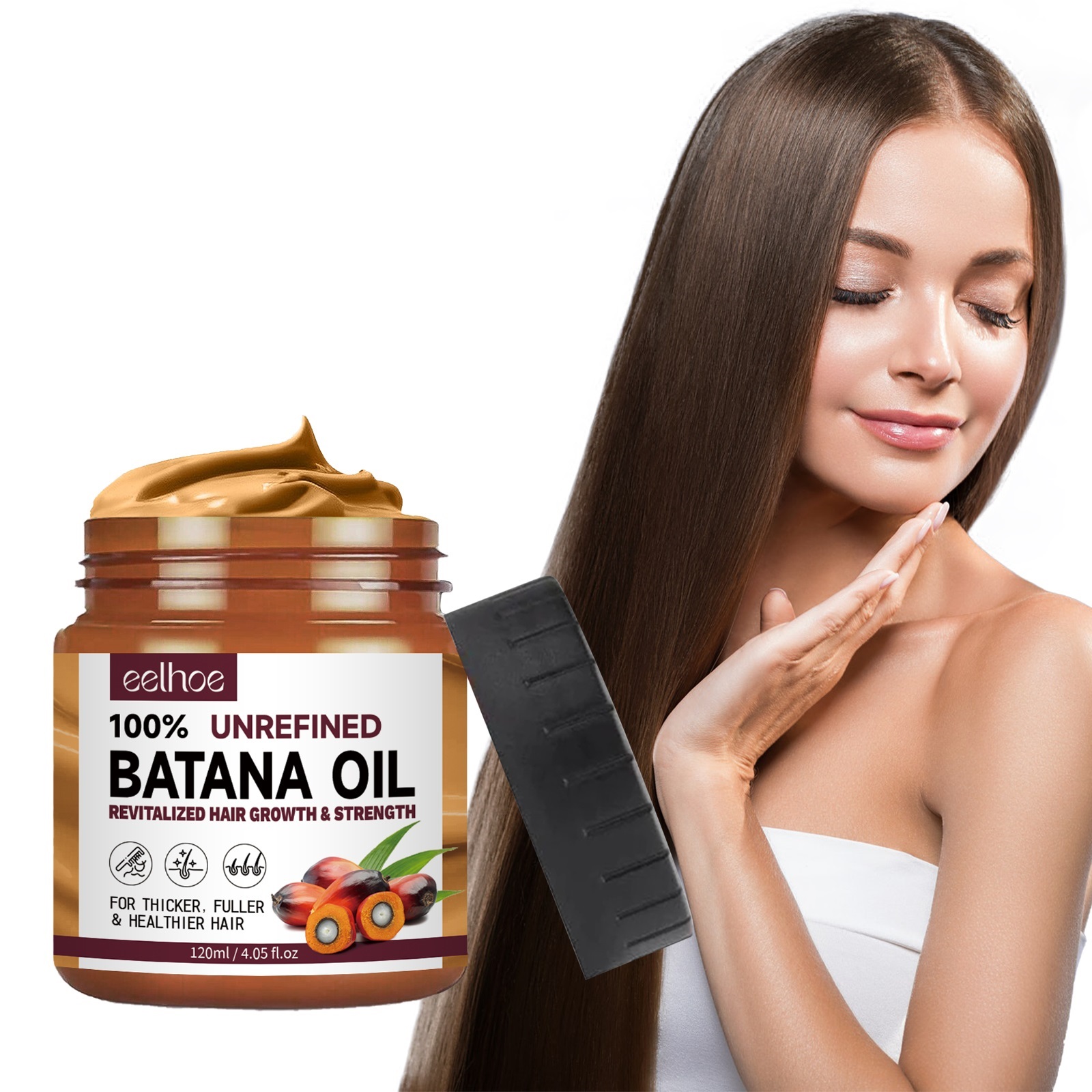 EELHOE 100% Unrefined Vegan Batana Oil Shampoo &amp; Conditioner Leave-In Moisturizing Strengthening Repair Hair Growth Cream