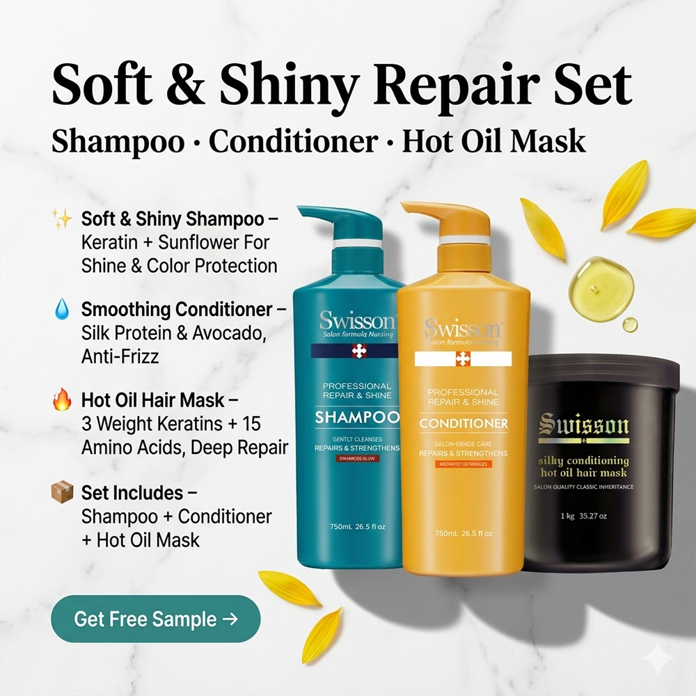 Professional Avocado Shampoo and Conditioner Set for Hair Repair Keratin Protein Treatment Nourishing Salon Hair Care Set