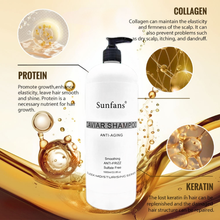 High Quality Herbal Vegan Formula Organic Argan Oil Caviar Extract Moisturizing Shampoo 1000ml Cruelty-Free Hair-Loss Prevention
