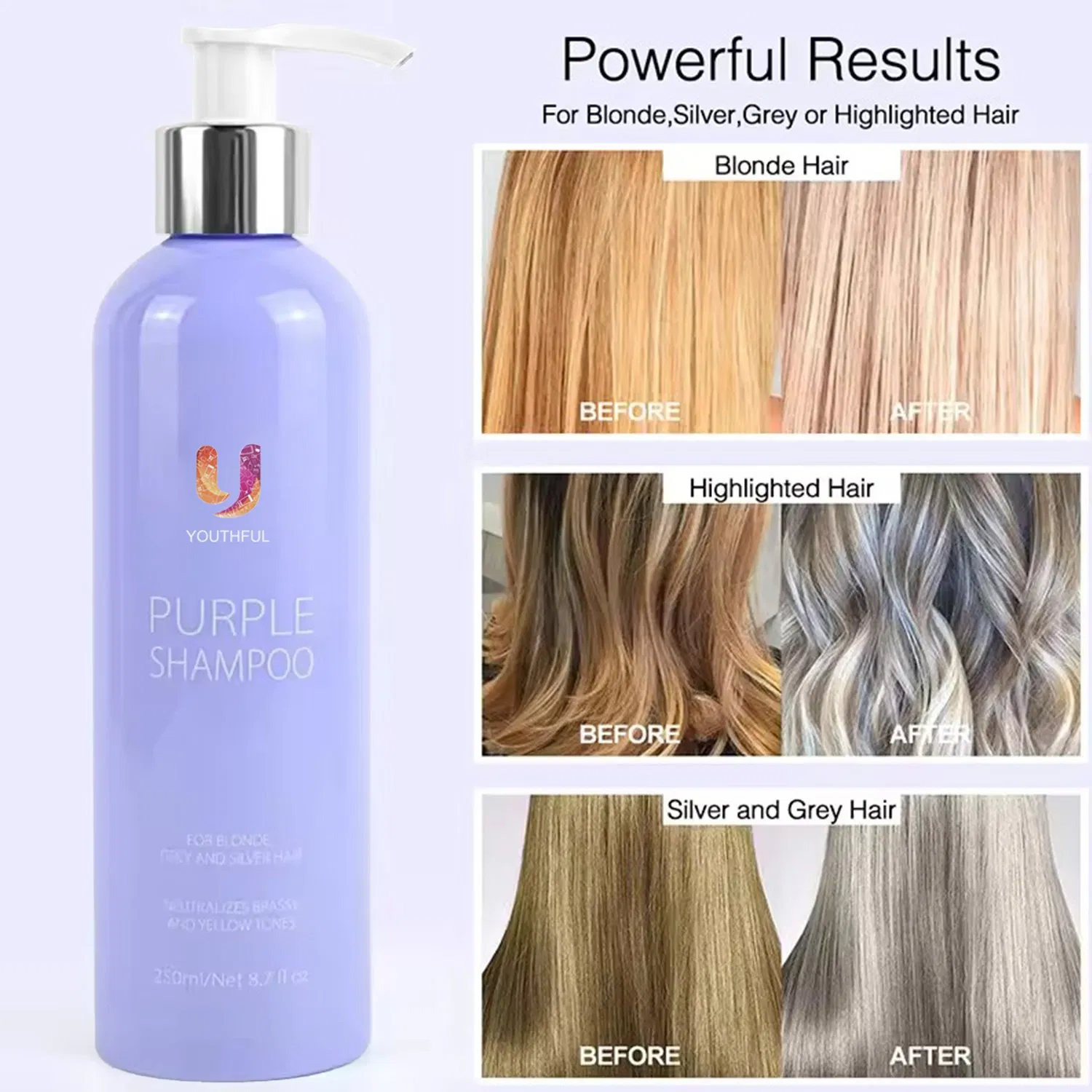 250ml Color-Protection No Yellow Hair Toner Purple Shampoo
