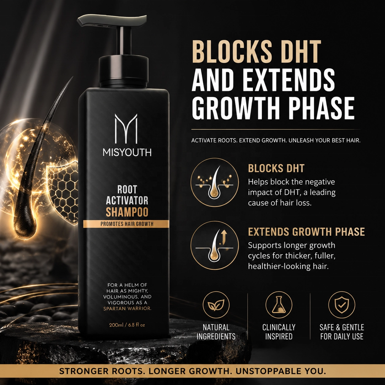 Anti Hair Loss Strengthen Hair Thick Voluminous Smooth Strong Repair Hair Care Shampoo