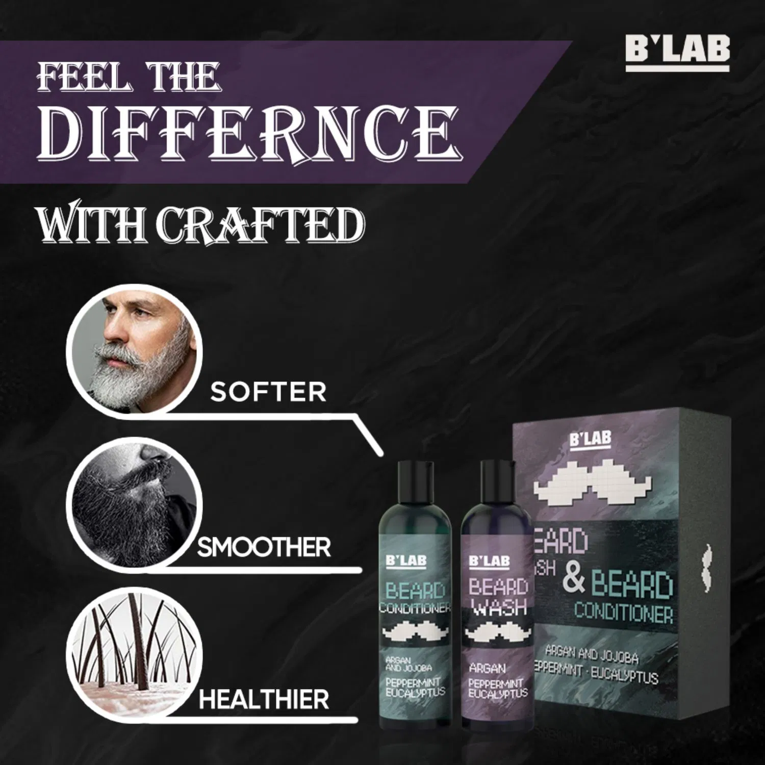 Beauty Men Beard Care Moisturizing Beard Wash Shampoo and Conditioner