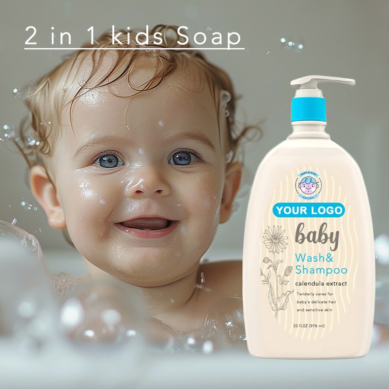 Custom Logo Baby Daily Moisturizing 2-in-1 Wash and Shampoo Gently Cleanses Baby's Sensitive Skin &amp; Scalp