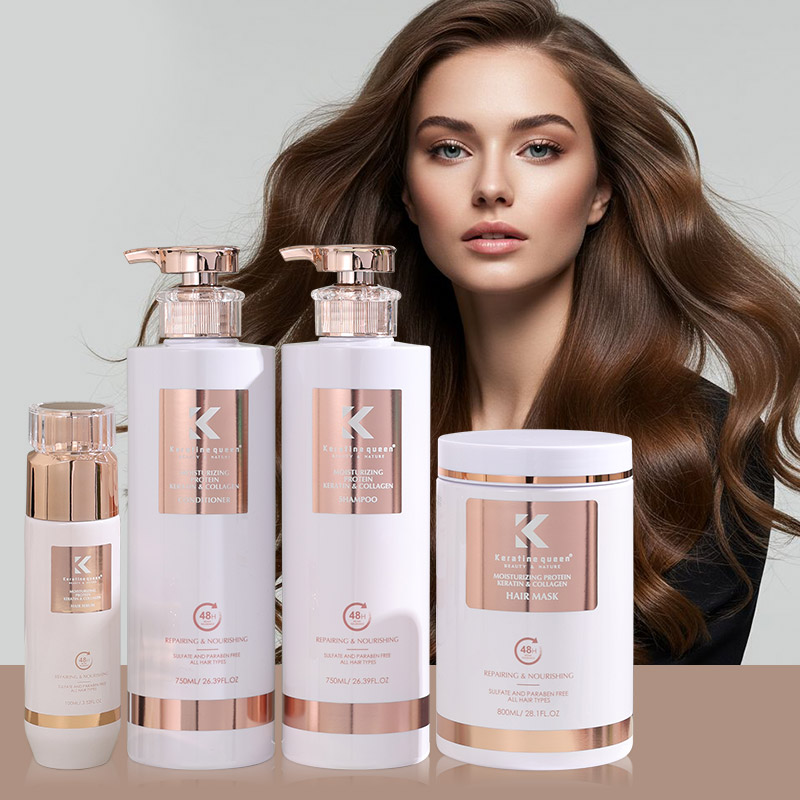 750mL Professional Natural Organic Argan Oil Collagen Nourishing Repair Damaged Shampoo Conditioner Hair
