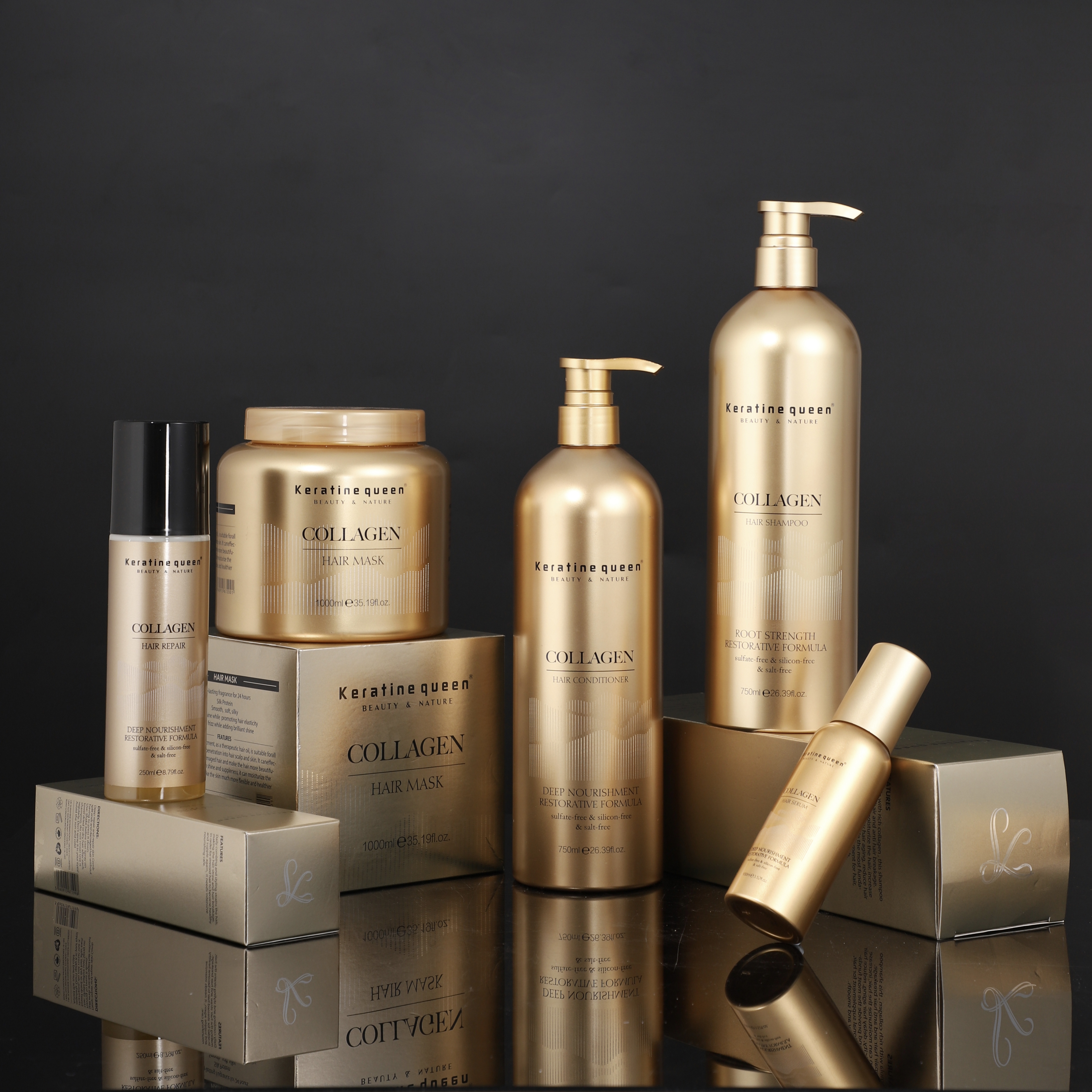 Wholesale OEM Organic Collagen Keratin Shampoo And Conditioner For Damaged Hair Private Label Collagen Shampoo Hair Care Set