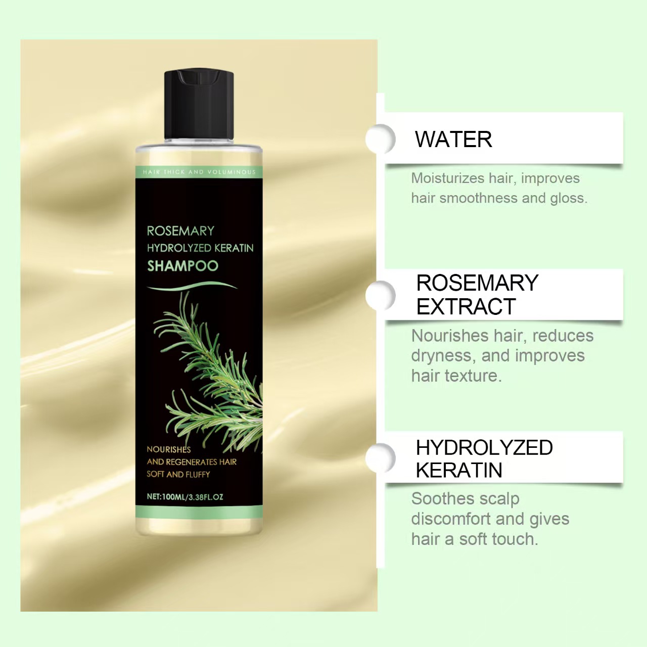 Rosemary Shampoo Daily Cleansing Scalp Moisturizing Hair Nourishing Natural Shine Smooth Hydrating Shampoo