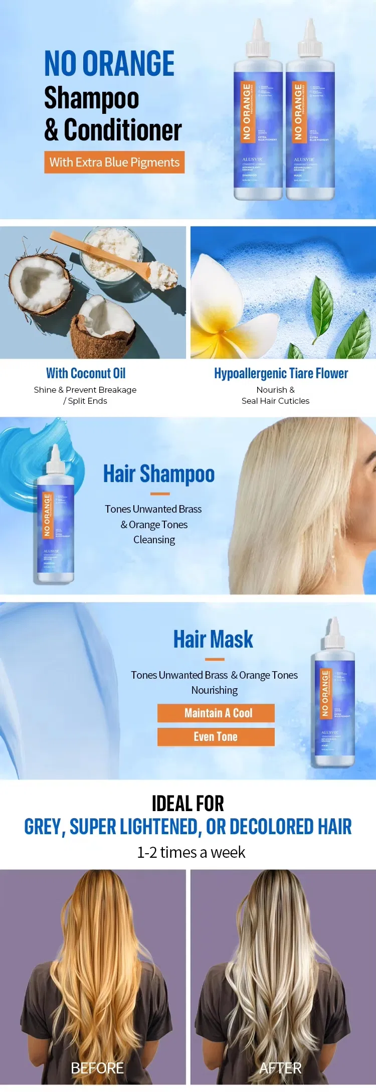 No Yellow Orange Gel Shampoo and Conditioner