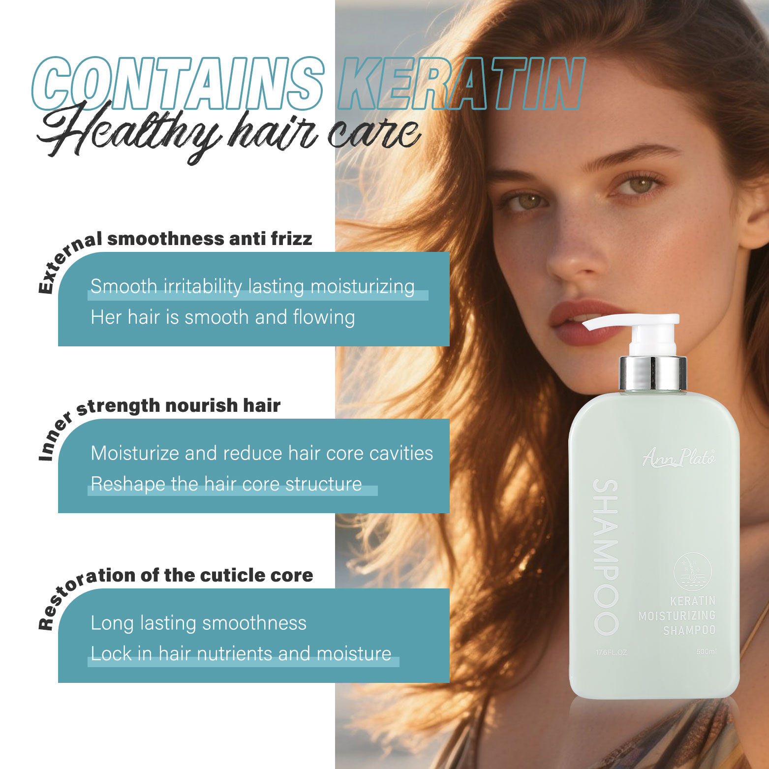 Factory Wholesale Keratin Infused Smoothing Shampoo Custom Processing Available Moisturizing Anti-Frizz Production