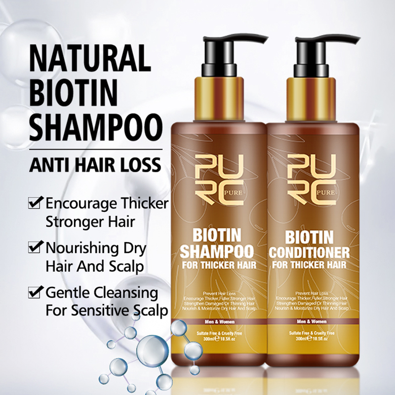 Private Label Organic Biotin Hair Growth Shampoo And Conditioner Set Natural Herbal Thickening Anti Hair Loss Shampoo