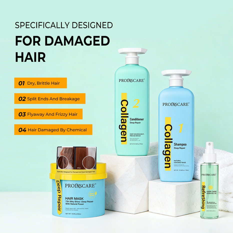 Private Label Collagen Shampoo Deep Repair Damaged Hair Nourishing and Hydrating Hair Organic Collagen Keratin Hair Care Set