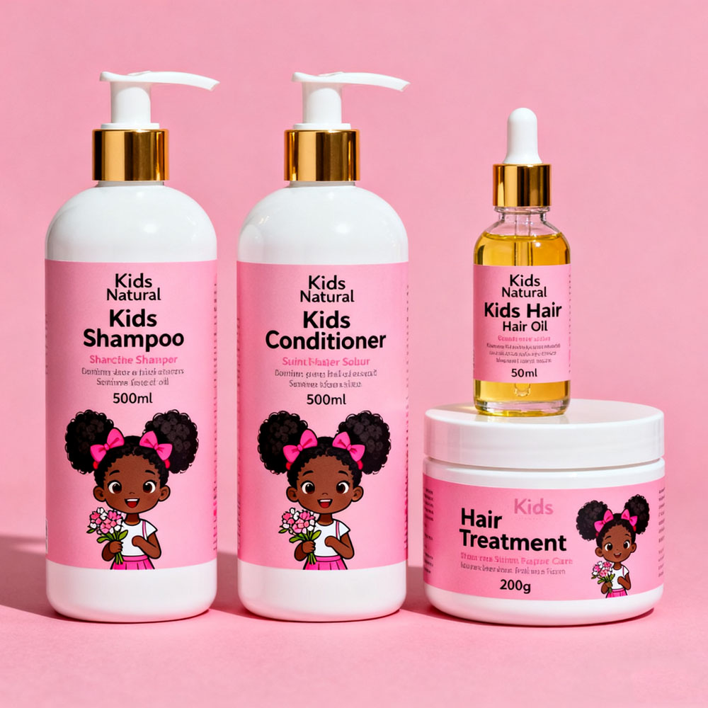 Kids Shine Curly Care Shampoo Conditioner Curl Defining Butter Cream Hair Growth Oil Tear-Free Formula