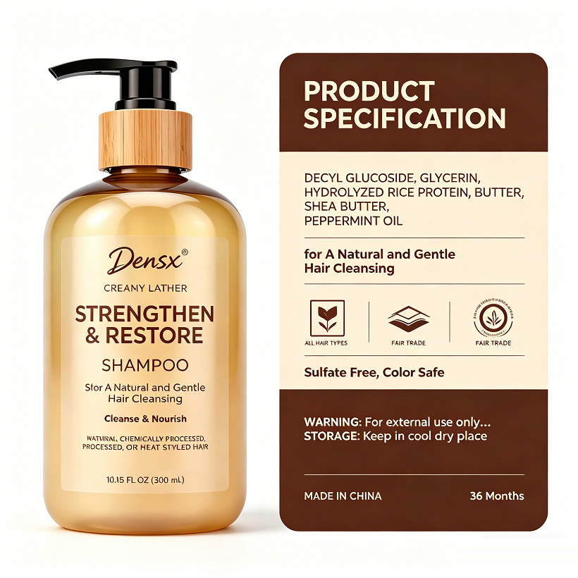 Private Label Natural Shea Butter Aloe Mint Strengthen Restore Nourishing Shampoo Sulfate Free Color Safe Curly Castor Oil