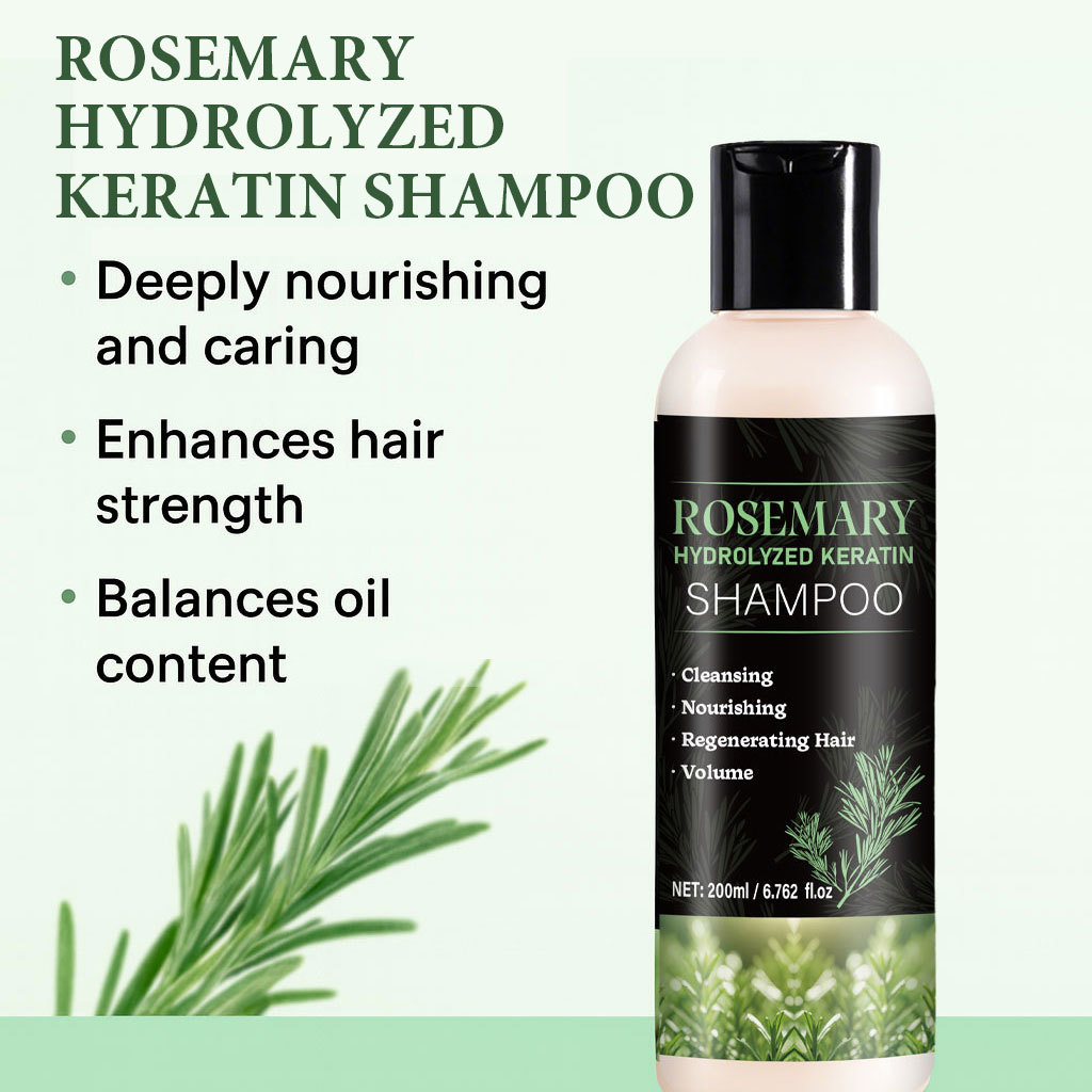 Cross-border New Product Rosemary Hydrolyzed Keratin Shampoo-Cleansing Nourishing Regenerating &amp; Volume Boost Unisex