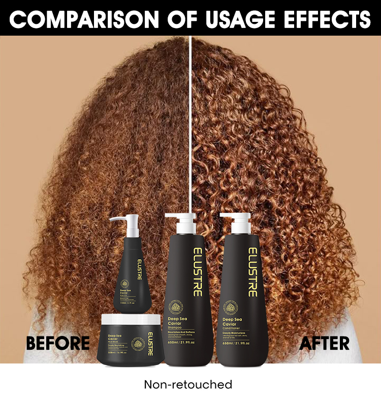 Private Label Luxury Salon Hair Care Deep Sea Black Caviar Extract Hair Care Shampoo and Conditioner Set