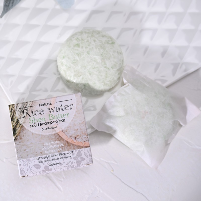 Private Label Natural Organic Handmade Tea Tree Oil Rice Water Solid Shampoo Bar for Oily Hair Skin Care Growth Strengthening