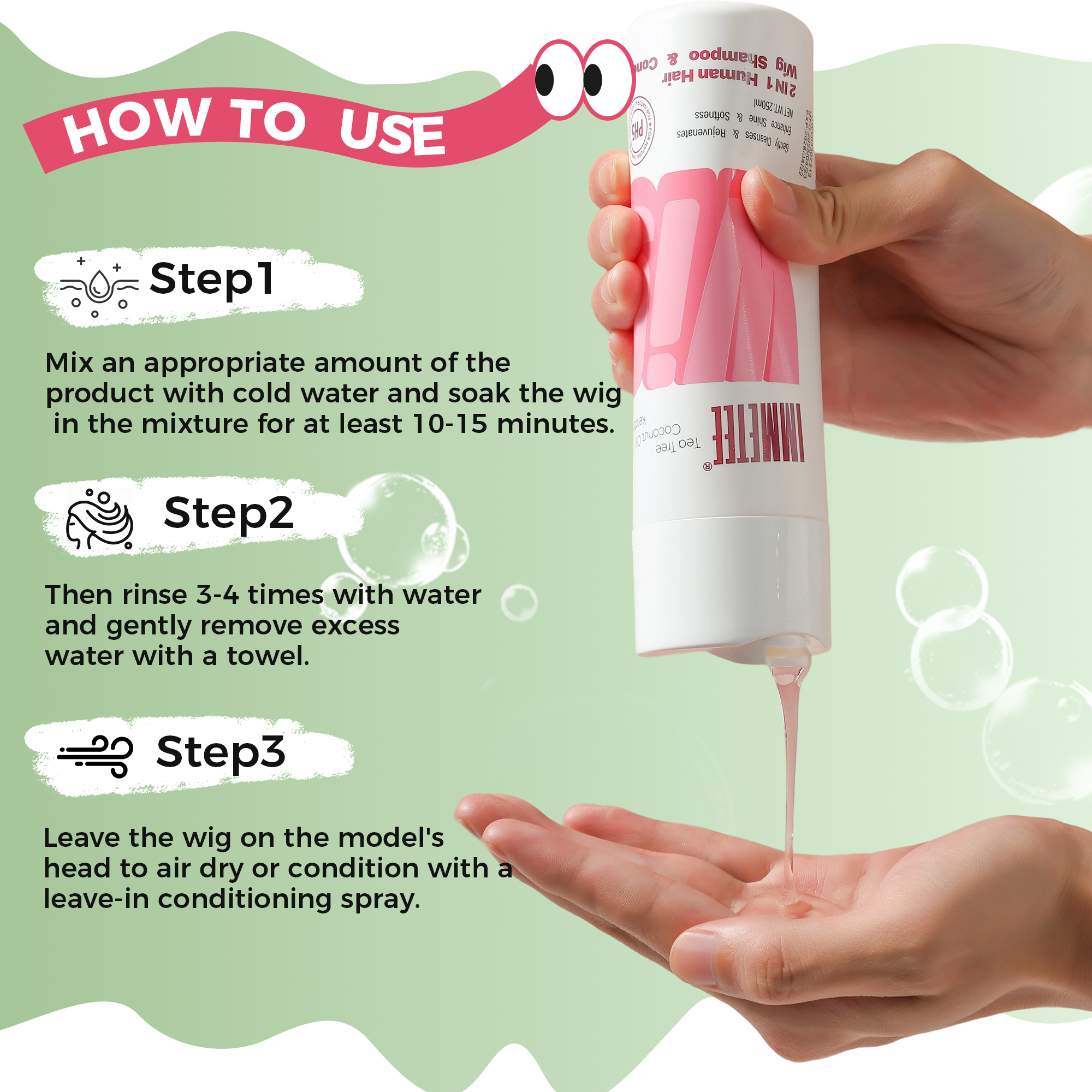 Synthetic Hair Care Smoothing Anti-Frizz Cleaning Wig Shampoo and Conditioner for Synthetic or Wig Hair