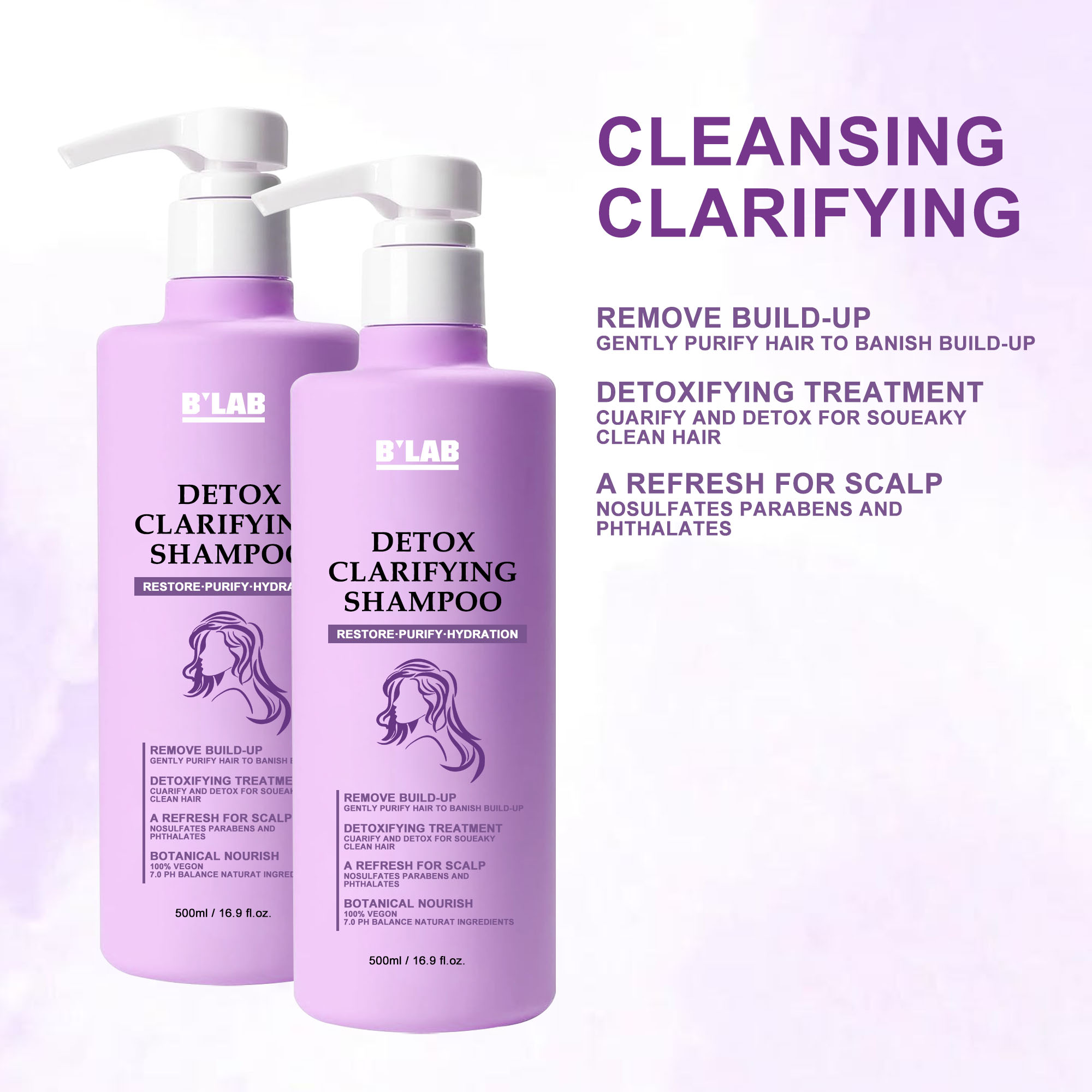 New Arrivals Hair Care Deep Cleansing Scalp Detox Shampoo for Damaged Colored Hair Sulfate Free Purifying Chelating Shampoo