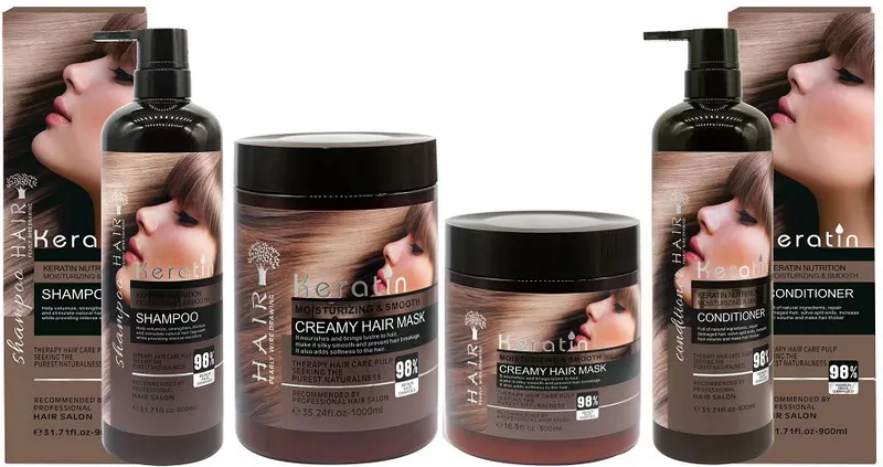 Custom Best Quality Keratin Argan Castor Oil Coconut Oil Color Treated Hair Shampoo Sulfate Paraben Free Shampoo Conditioner Set
