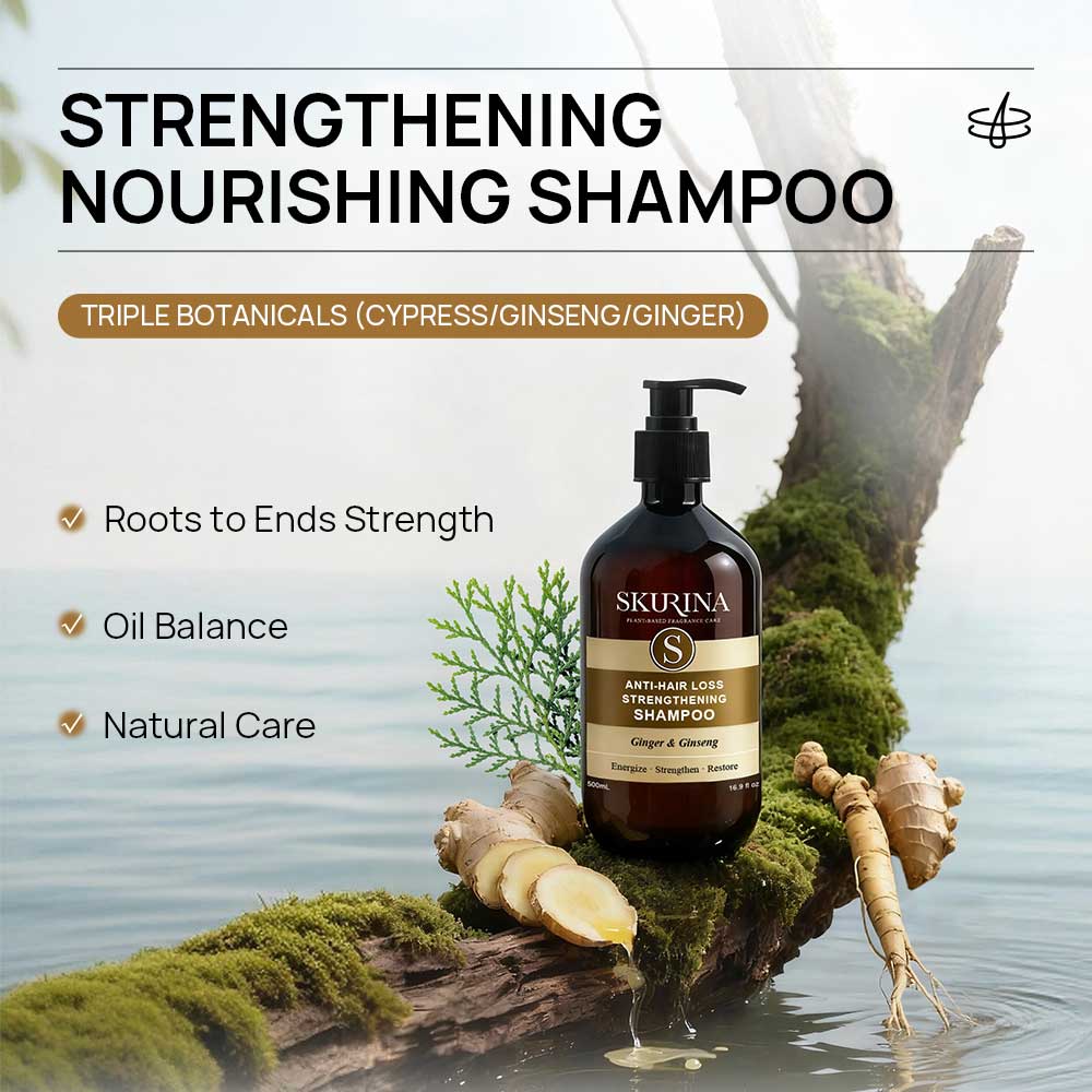Natural Herbal Anti-Hair Loss Shampoo Arborvitae Leaf Ginseng Ginger Vegan Oil Control Nourishment Refreshing Hair Care Shampoo