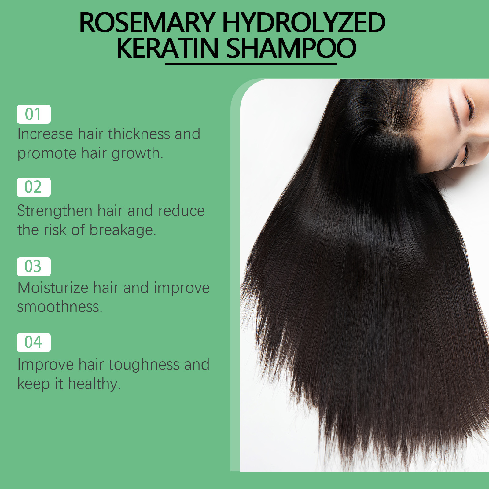 HOEGOA Babies Rosemary Hydrolyzed Keratin Anti-Dandruff Smoothing Fluffy Shampoo Herbal Plant Extract Nourishes Regenerates Hair