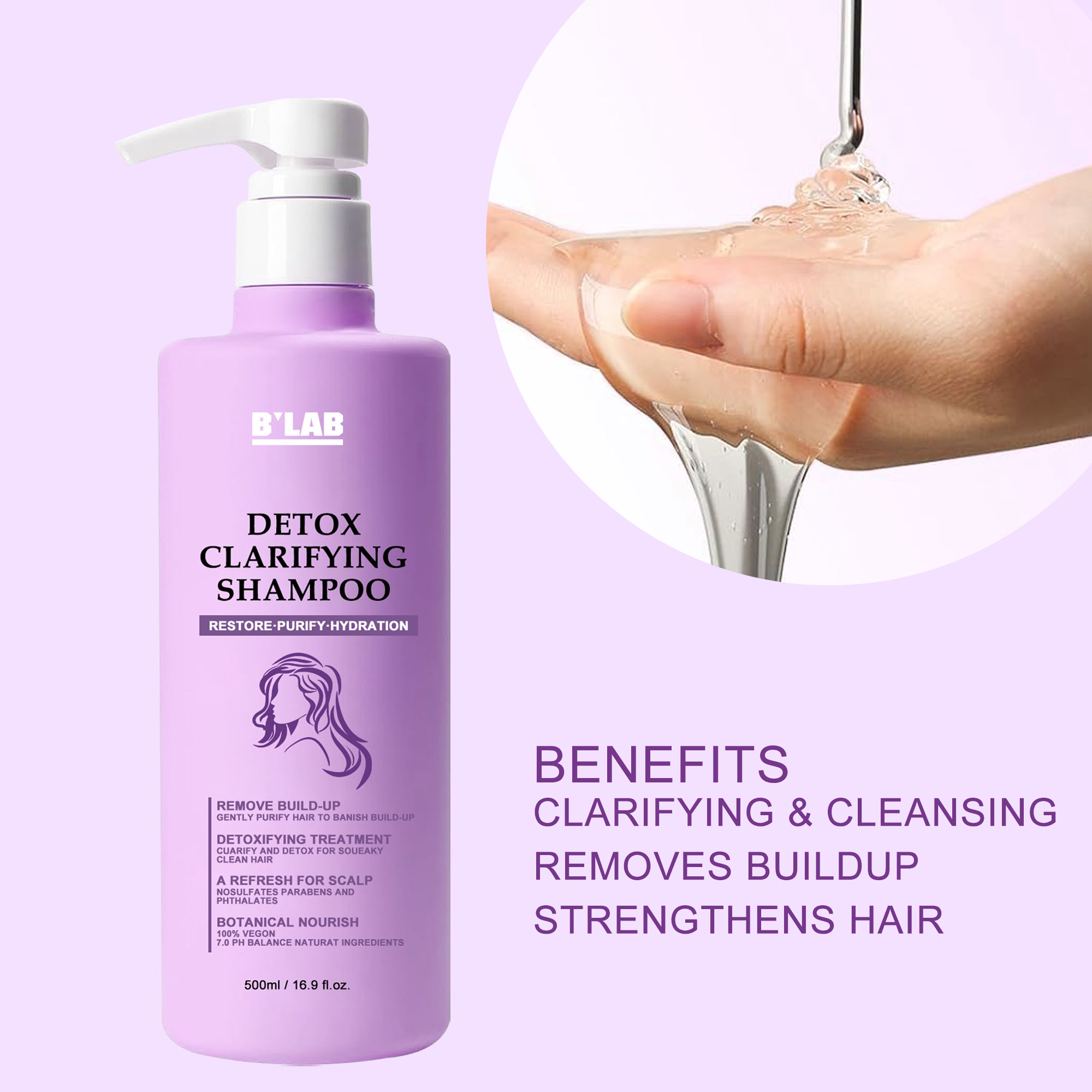 New Arrivals Hair Care Deep Cleansing Scalp Detox Shampoo for Damaged Colored Hair Sulfate Free Purifying Chelating Shampoo