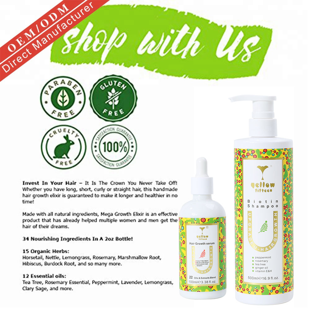 Your Own Brand ORGANIC Shampoo Oem Coconut Oil Biotin Shampoo and Conditioner Hair Care Set for Hair Growth