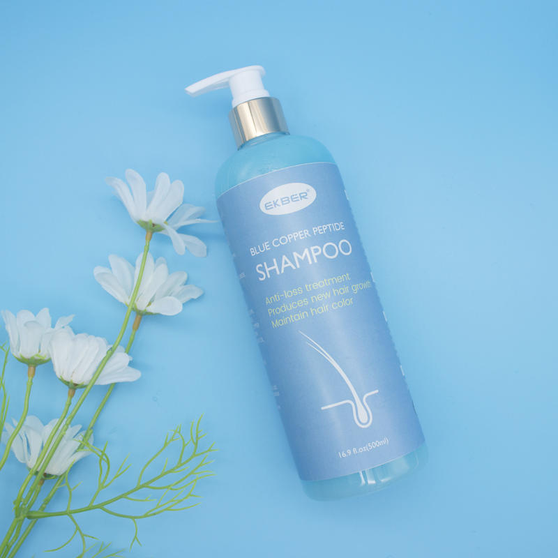 Customize Logo Ekber Natural Hair Luxury Blue Copper Peptide Shampoo Kit Hair Care Growth Color Protection Shampoo