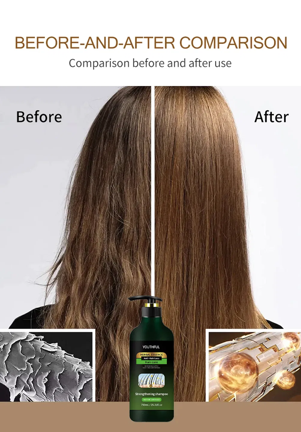 Sulfate Free for Strengthen Weak Hair Shampoo Remove Dandruff and Relieve Itching