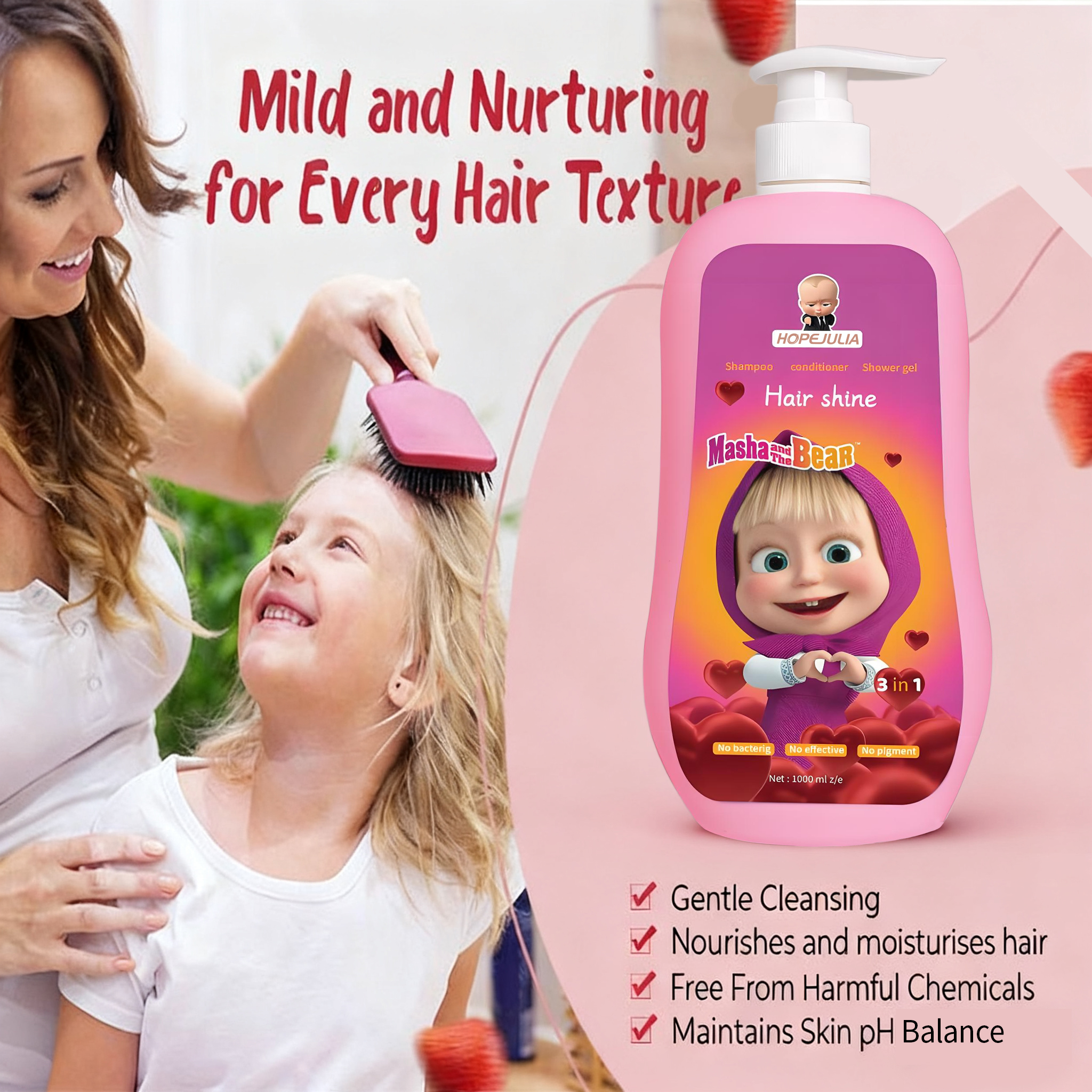 Custom Brand OEM ODM Nourishing Olive Oil Baby Skincare Gentle Non-Irritating 3-in-1 Children's Shower Gel Shampoo Conditioner