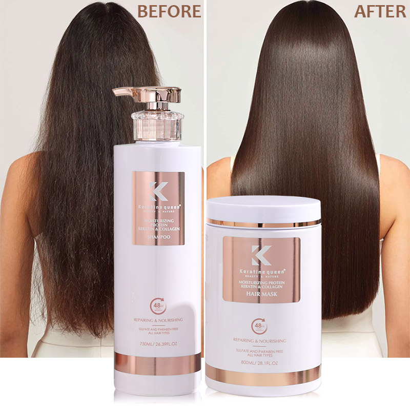 750mL Professional Natural Organic Argan Oil Collagen Nourishing Repair Damaged Shampoo Conditioner Hair