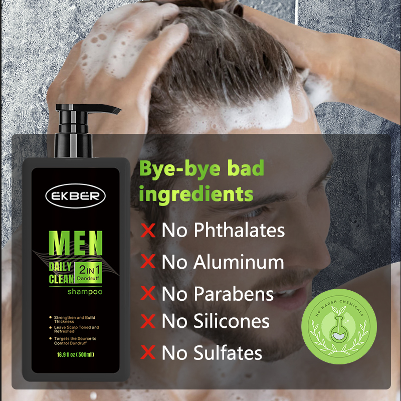 Customize Logo Sulfate Free Scalp Balance Care Hair-Loss Prevention Natural Man's 2in1 Anti-Dandruff Shampoo
