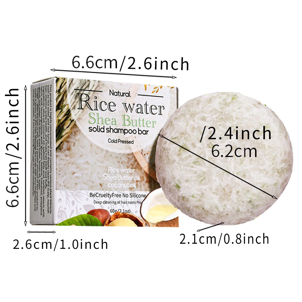 Private Label Natural Organic Handmade Tea Tree Oil Rice Water Solid Shampoo Bar for Oily Hair Skin Care Growth Strengthening