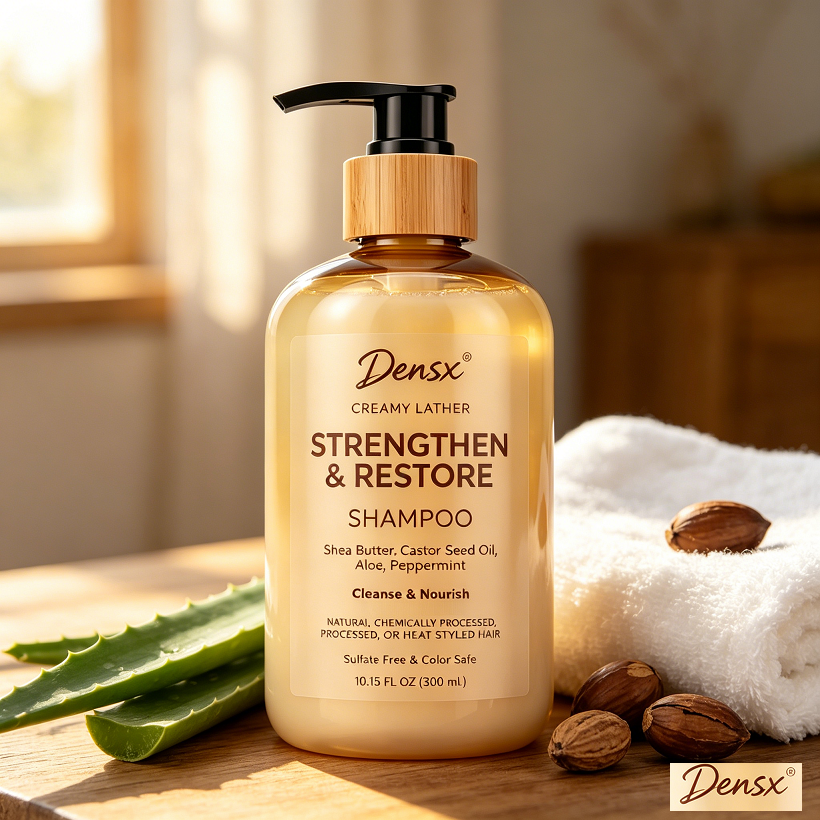 Private Label Natural Shea Butter Aloe Mint Strengthen Restore Nourishing Shampoo Sulfate Free Color Safe Curly Castor Oil
