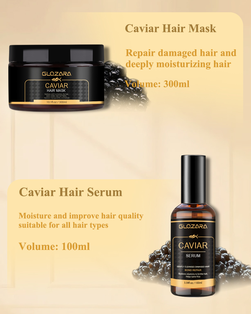 Private Label Luxury Salon Hair Care Treatment Caviar Essence Anti Frizzy Hair Deep Sea Caviar Shampoo and Conditioner