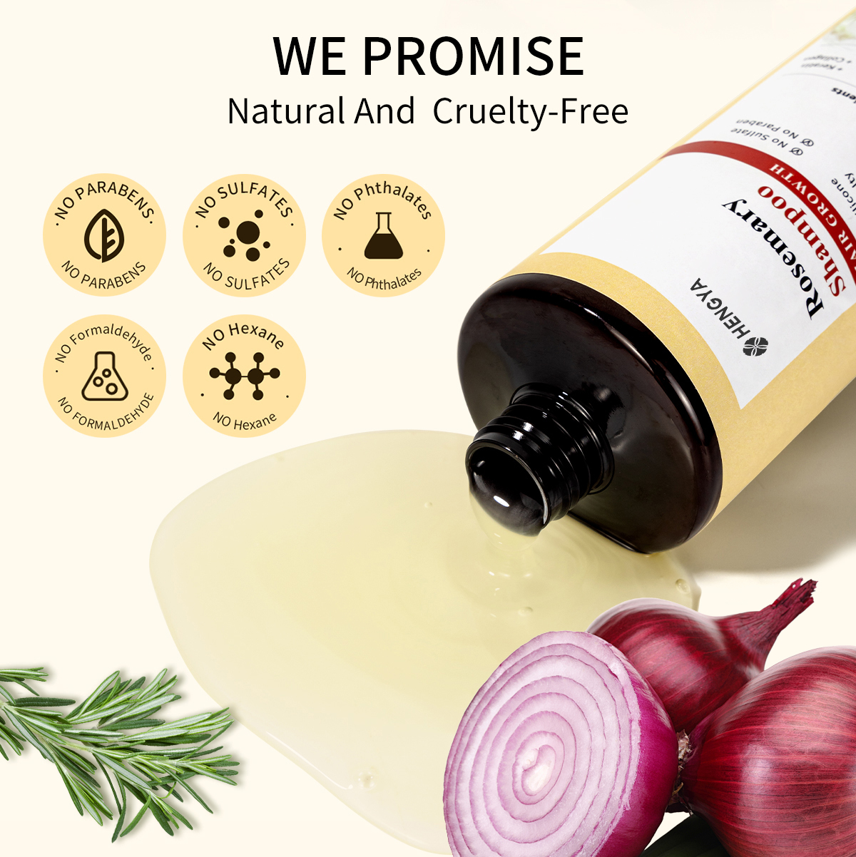 Private Label Natural Vegan Onion Rosemary and Biotin Shampoo and Conditioner Sulphate Free Onion Shampoo for Hair Growth
